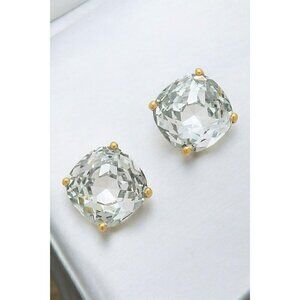 Kate Spade New York "Essentials" Small Square Stud Earrings in Clear/Gold